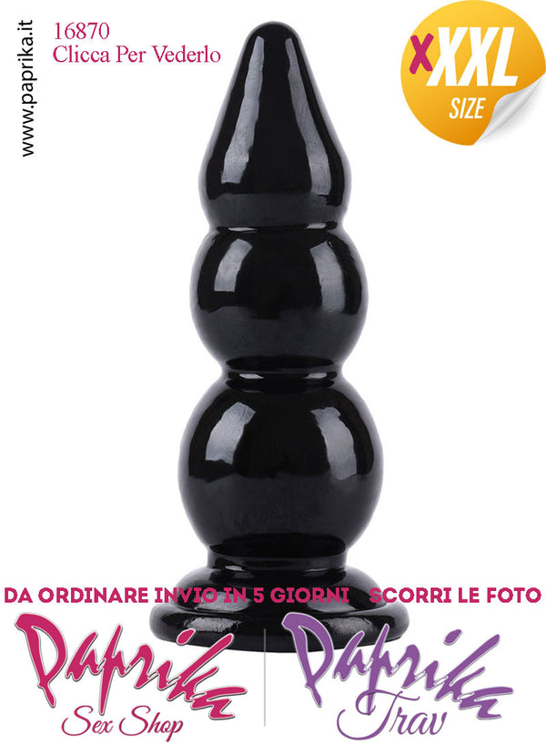 Plug Anale Scalinato XXXL Ø 55-65-80 mm 23 cm Pvc Non Vibrante Ventosa