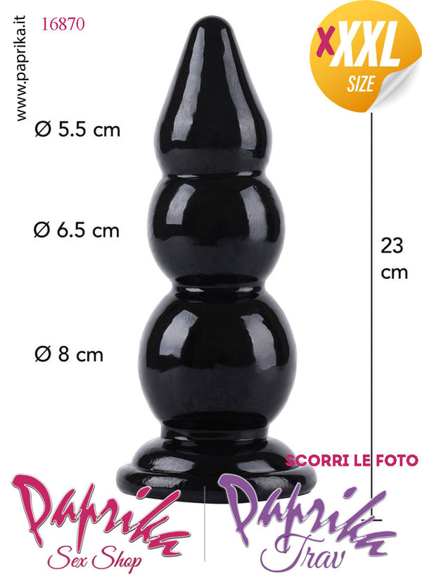 Plug Anale Scalinato XXXL Ø 55-65-80 mm 23 cm Pvc Non Vibrante Ventosa