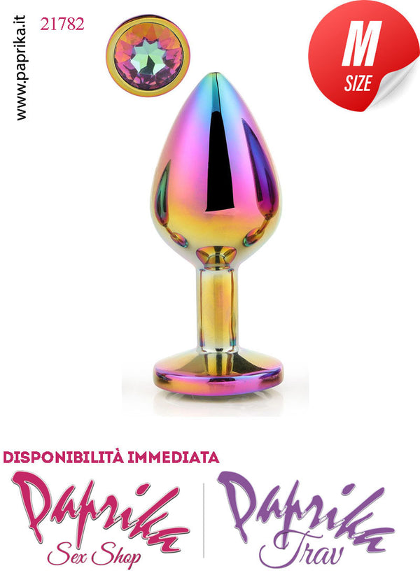 Rosebud Plug Anale Medium Unisex Alluminio Muticolor Gioiello Rotondo Multicolor