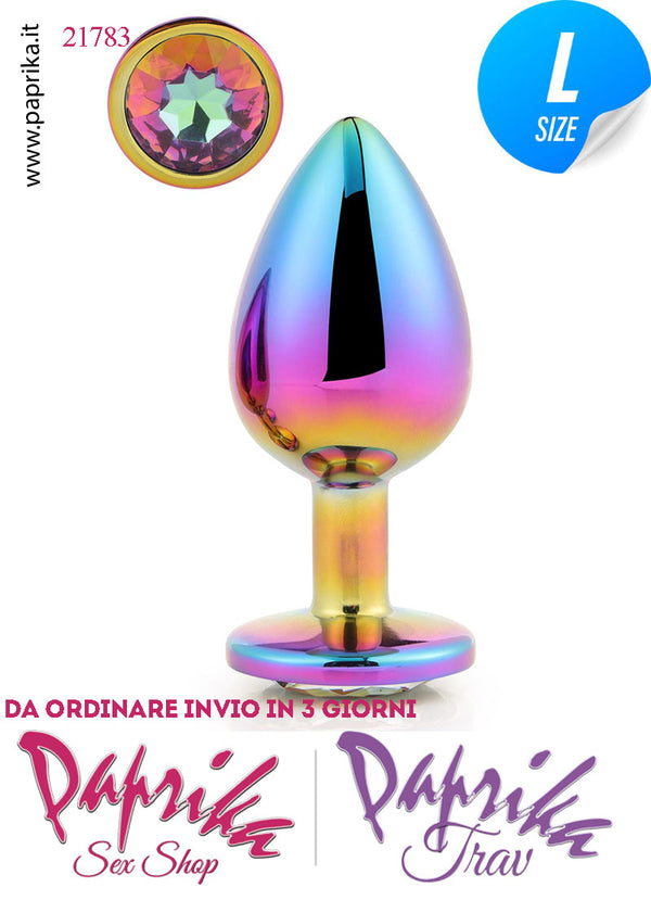 Rosebud Plug Anale Large Unisex Alluminio Muticolor Gioiello Rotondo Multicolor