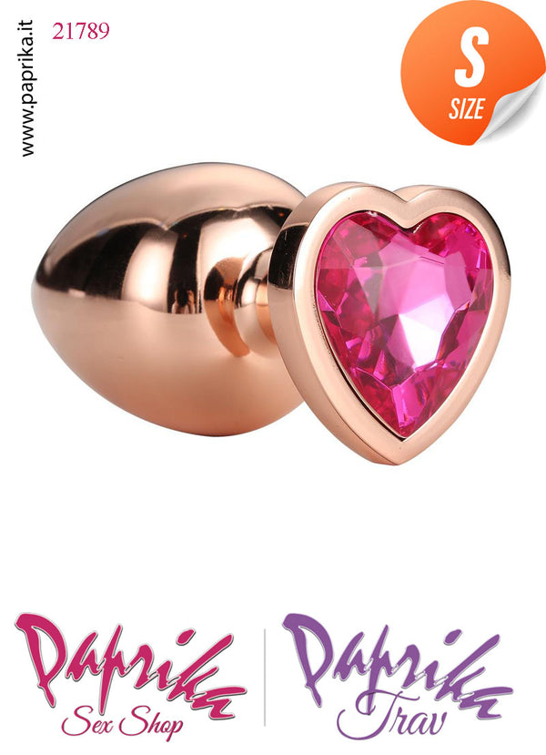 Rosebud Plug Anale Small Unisex Alluminio Oro Gioiello Cuore Rosa 7 cm Ø 27