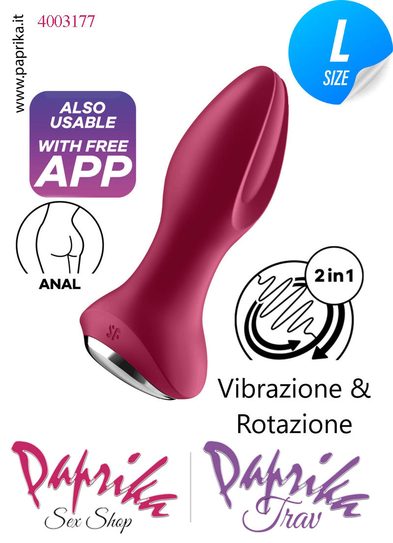 Plug Anale Vibrante Rotante Sagomato App Control Silicone 13 cm 38 Paprika Shop Plug Anale Vibrante Rotante Sagomato App Control Silicone 13 cm 38 Paprika Shop