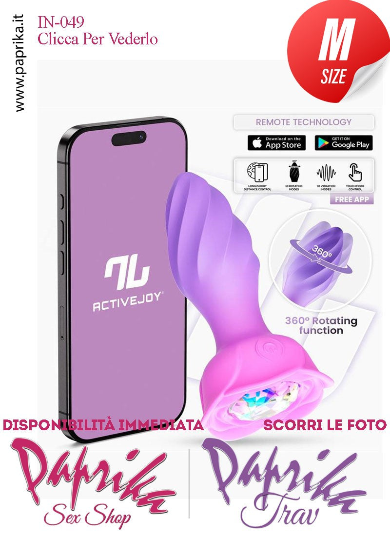Plug Anale Vibrante Rotante Sagomato App Control Mondo 10 Velocità 10 cm Ø 35