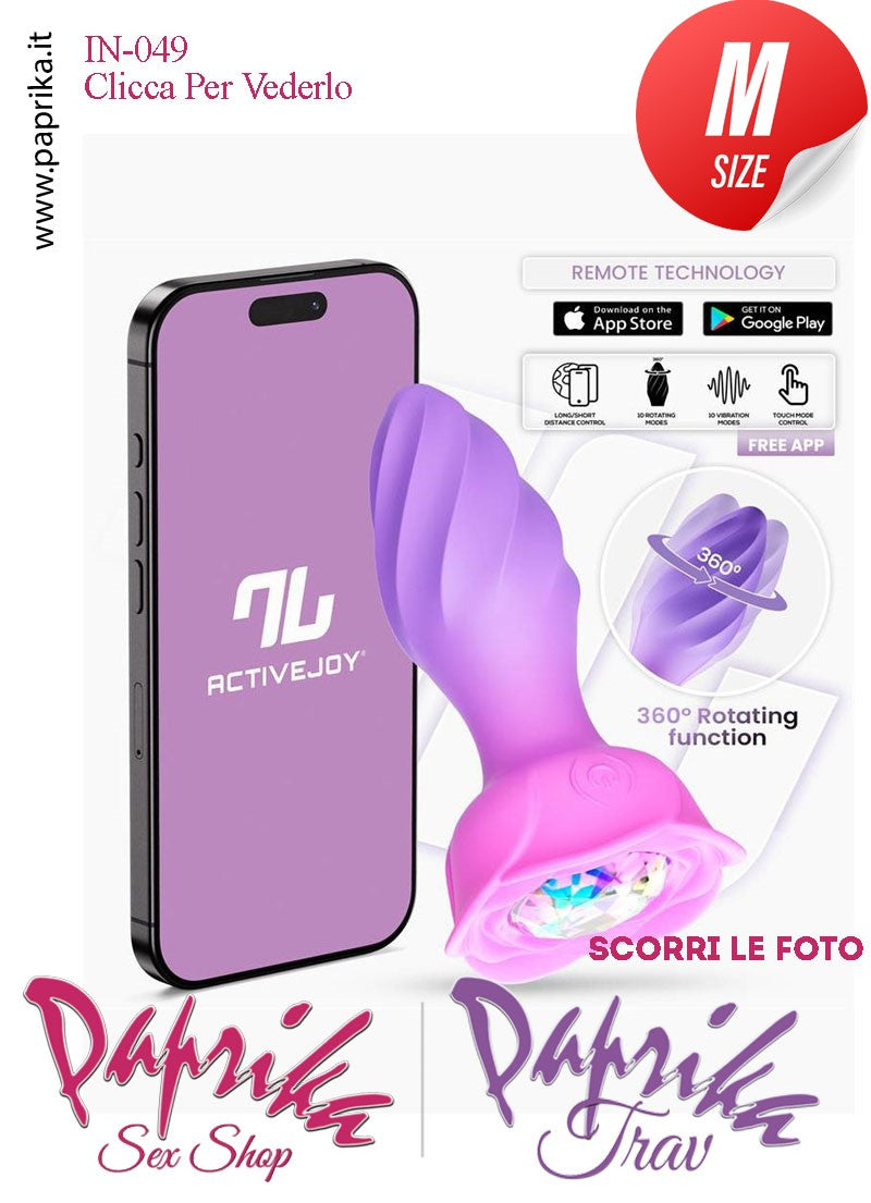 Plug Anale Vibrante Rotante Sagomato App Control Mondo 10 Velocità 10 cm Ø 35