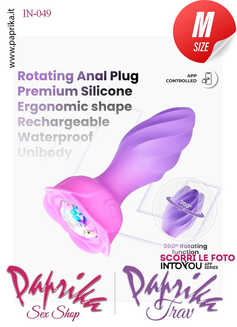 Plug Anale Vibrante Rotante Sagomato App Control Mondo 10 Velocità 10 cm Ø 35