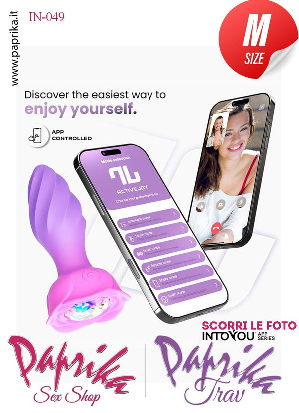 Plug Anale Vibrante Rotante Sagomato App Control Mondo 10 Velocità 10 cm Ø 35