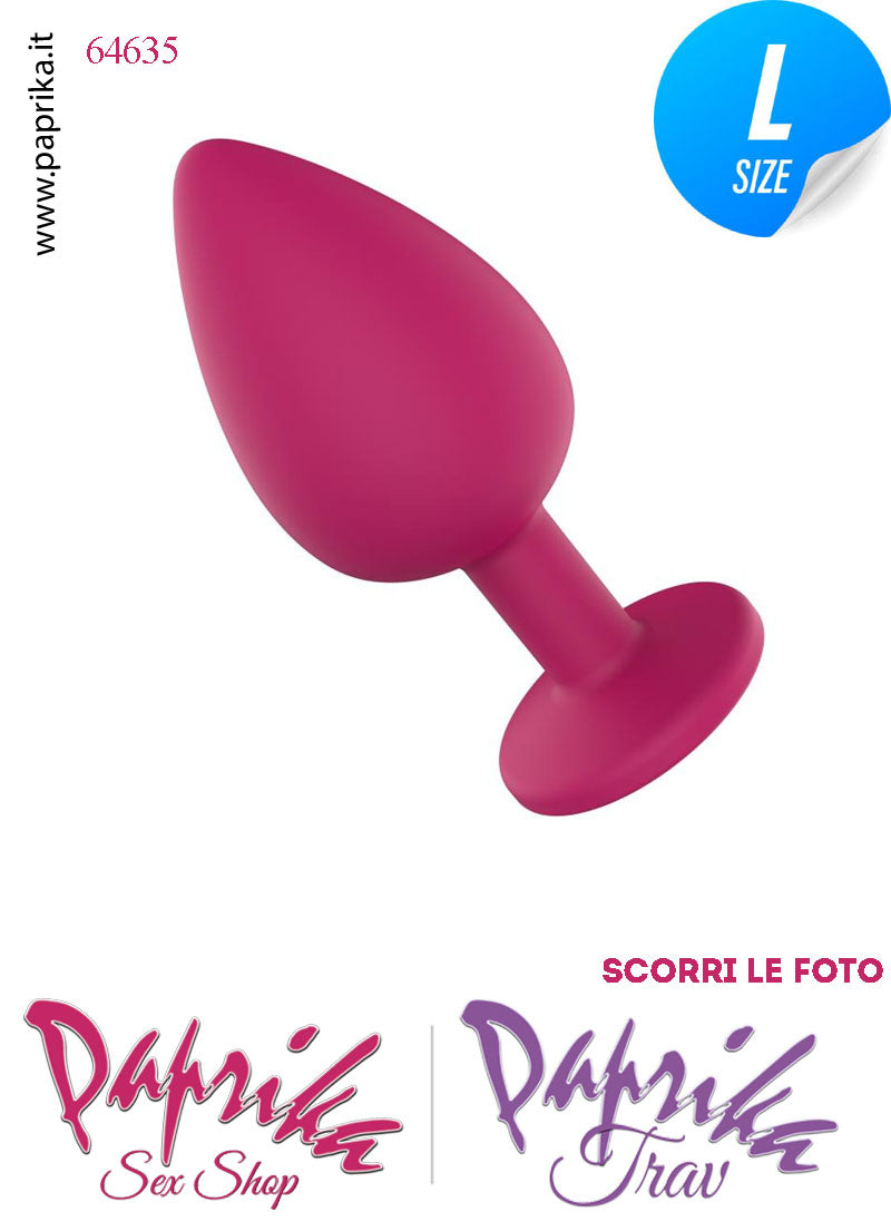Plug Anale Large Gioiello Trasparente 10 cm Ø 41 Silicone Fucsia Non Vibrante