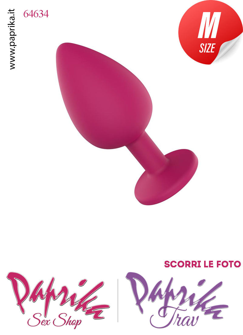 Plug Anale Medium Gioiello Trasparente 8 cm Ø 35 Silicone Fucsia Non Vibrante