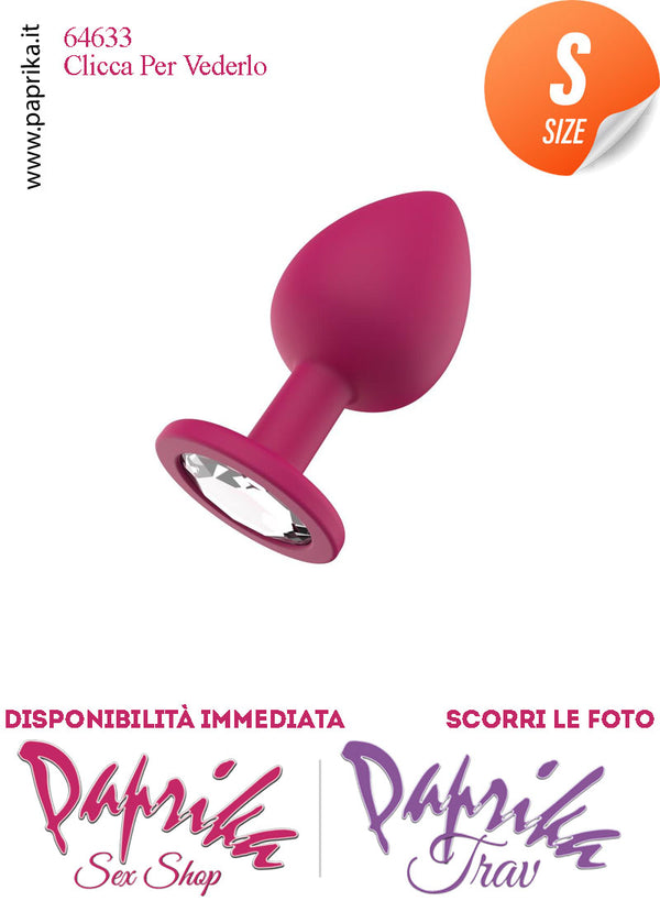 Plug Anale Small Gioiello Trasparente 7 cm Ø 27 Silicone Fucsia Non Vibrante