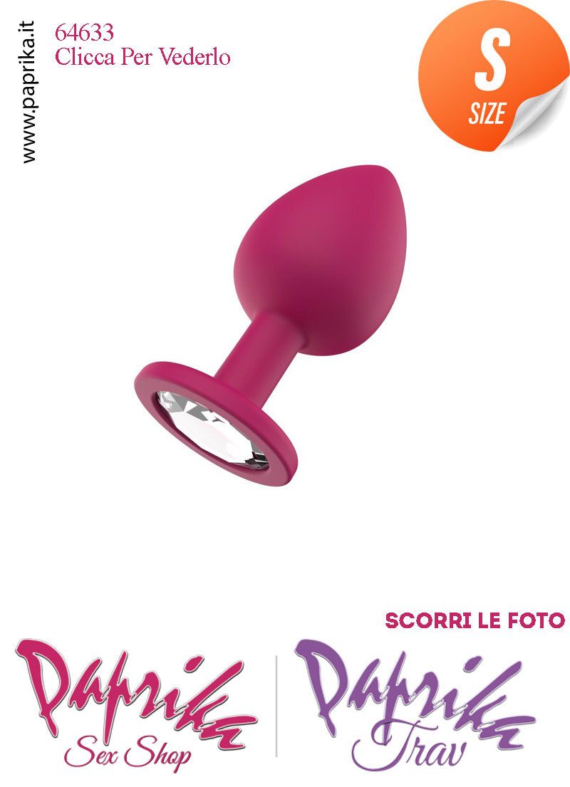 Plug Anale Small Gioiello Trasparente 7 cm Ø 27 Silicone Fucsia Non Vibrante