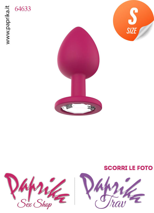 Plug Anale Small Gioiello Trasparente 7 cm Ø 27 Silicone Fucsia Non Vibrante