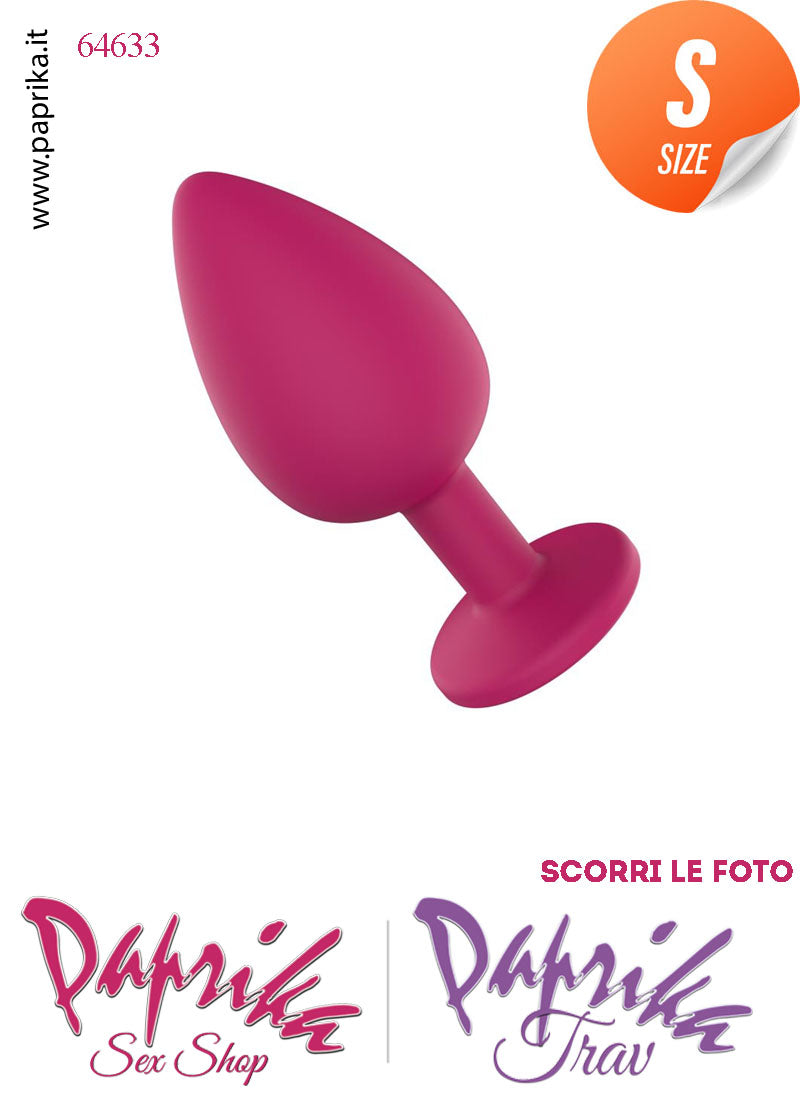 Plug Anale Small Gioiello Trasparente 7 cm Ø 27 Silicone Fucsia Non Vibrante