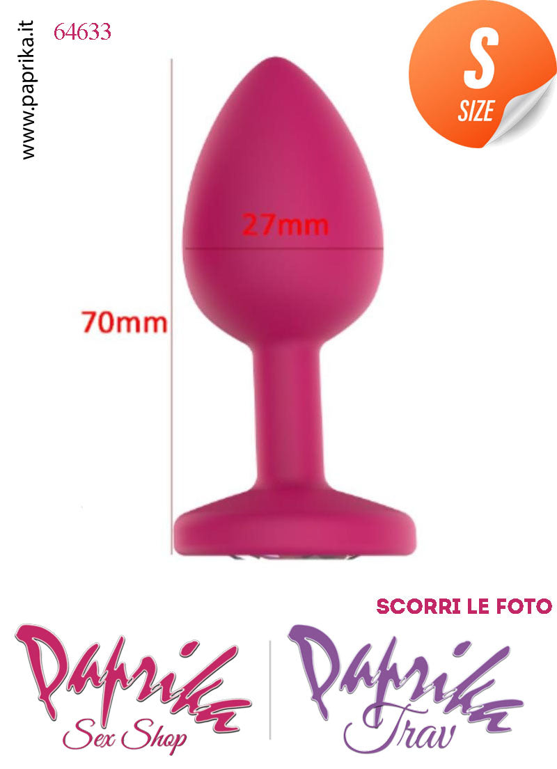 Plug Anale Small Gioiello Trasparente 7 cm Ø 27 Silicone Fucsia Non Vibrante
