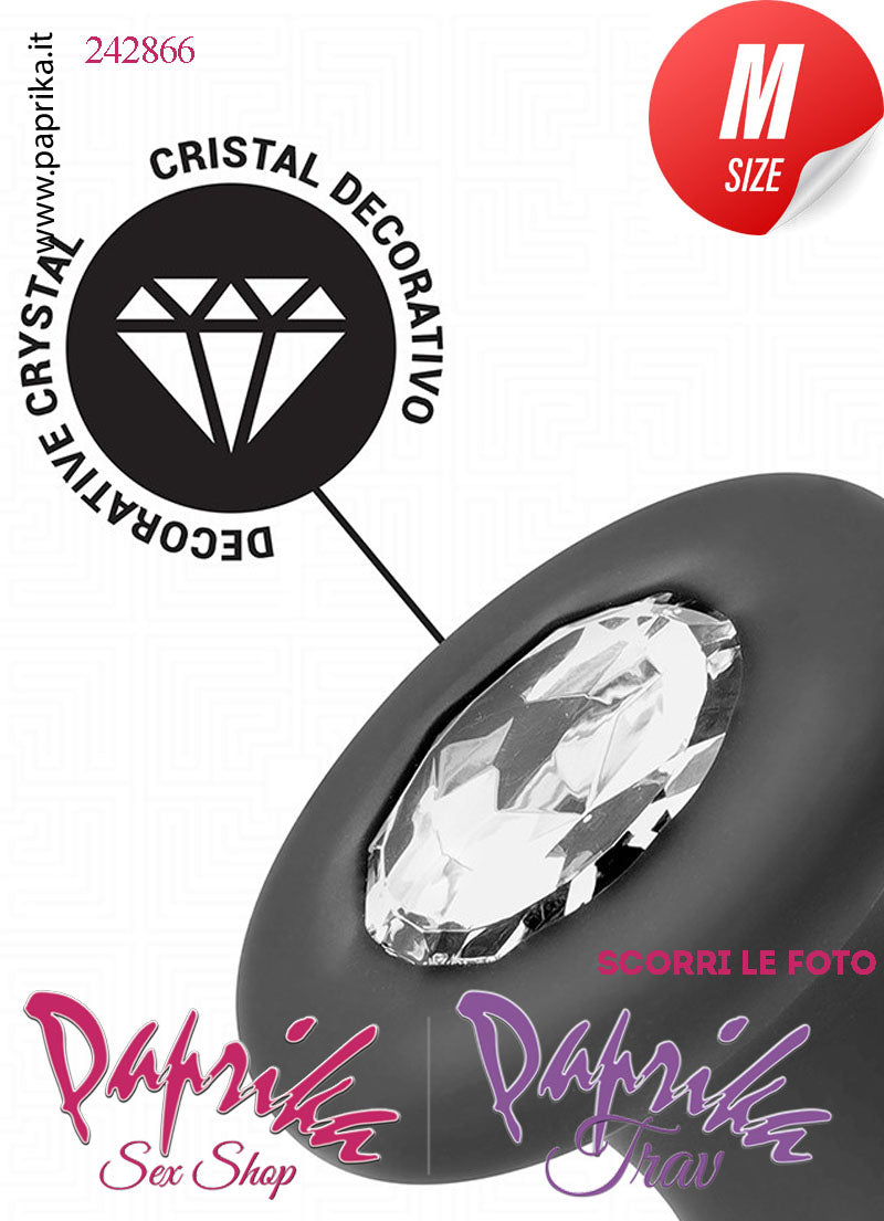 Plug Anale Gioiello Trasparente Medium 10 cm Ø 34 Silicone Vellutato Non Vibrante