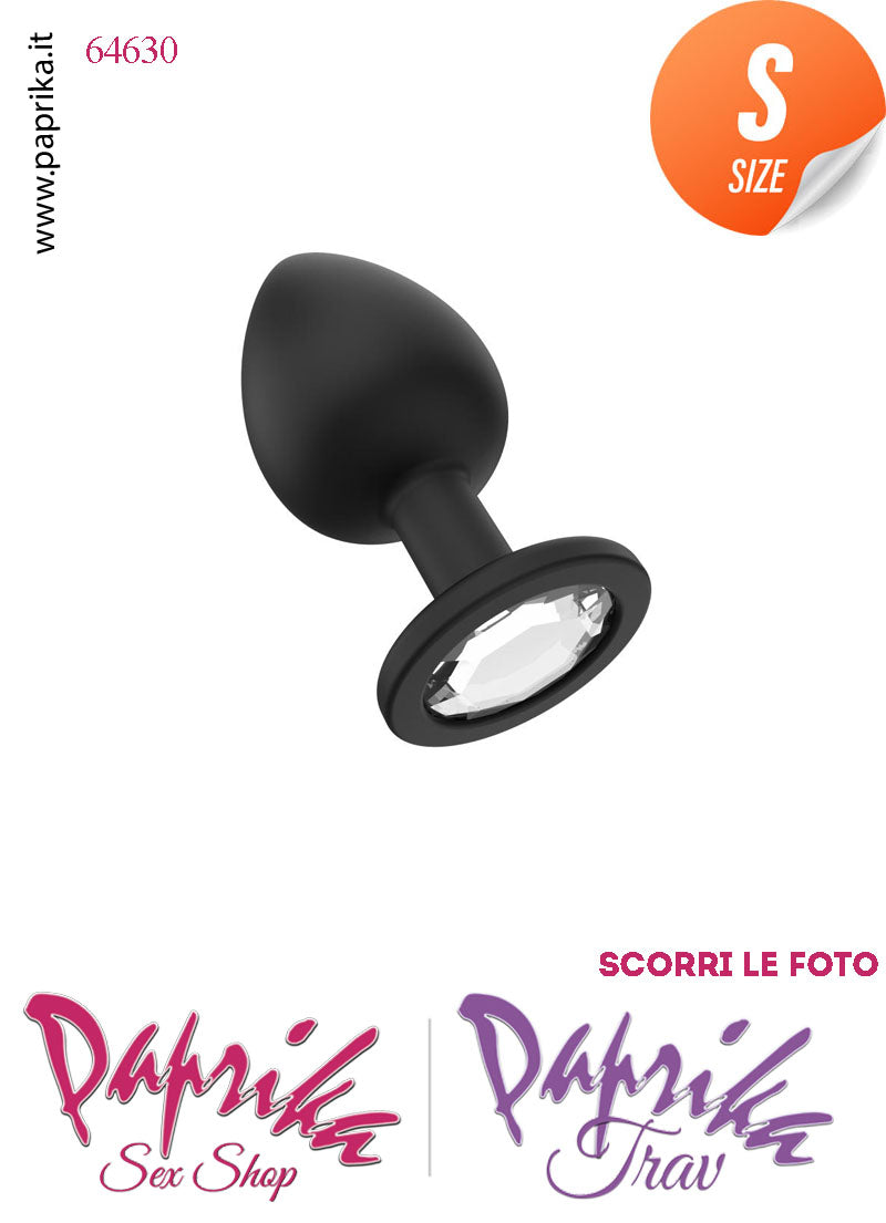 Kit Prime Volte Anali 3 Plug Silicone Nero Gioiello Rotondo Trasparente Lubrificante