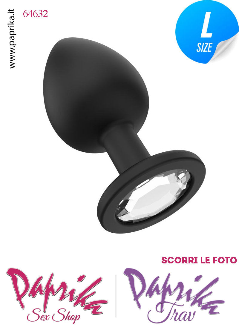 Kit Prime Volte Anali 3 Plug Silicone Nero Gioiello Rotondo Trasparente Lubrificante