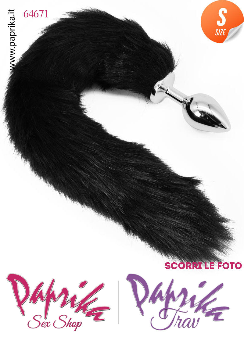 Kit Plug Anale Unisex Small 6 cm Ø 28 Alluminio Coda Lunga Orecchie Gattina