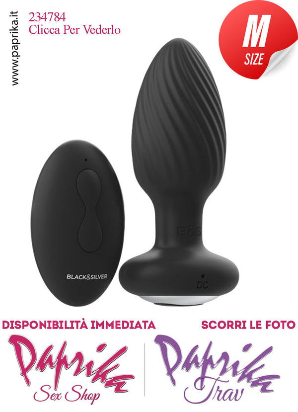Plug Anale Telecomandato Vibrante Rotante Base Tonda 9 cm Ø 35 Silicone