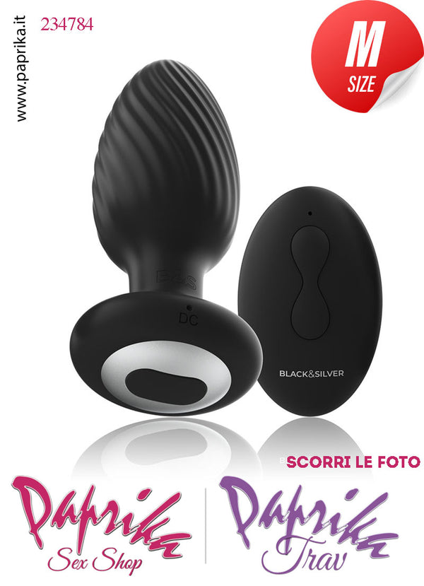 Plug Anale Telecomandato Vibrante Rotante Base Tonda 9 cm Ø 35 Silicone