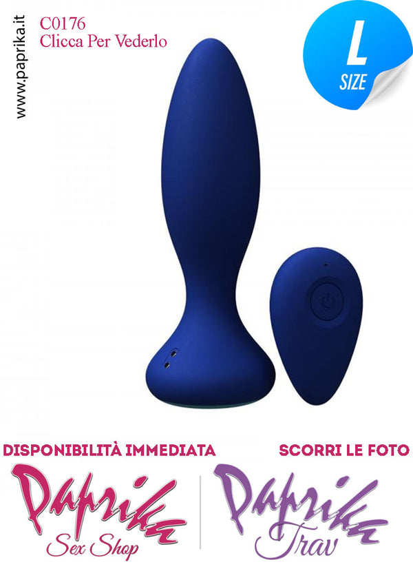 Plug Anale Telecomandato Vibrante 10 Velocità 12 cm Ø 39 Silicone Blu