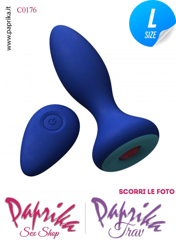 Plug Anale Telecomandato Vibrante 10 Velocità 12 cm Ø 39 Silicone Blu