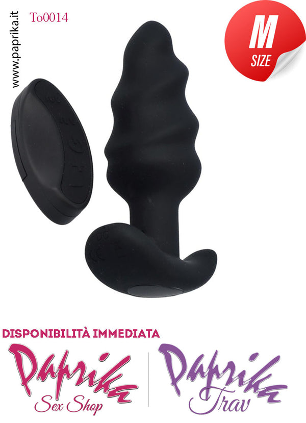 Plug Anale Vibrante Telecomandato Sagomato Base Curva 11 cm Ø 34 Silicone