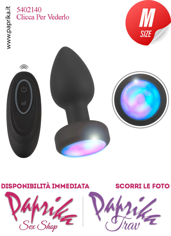 Plug Anale Telecomando Vibrante Luci Led Intermittenti 7 cm Ø 34 Silicone