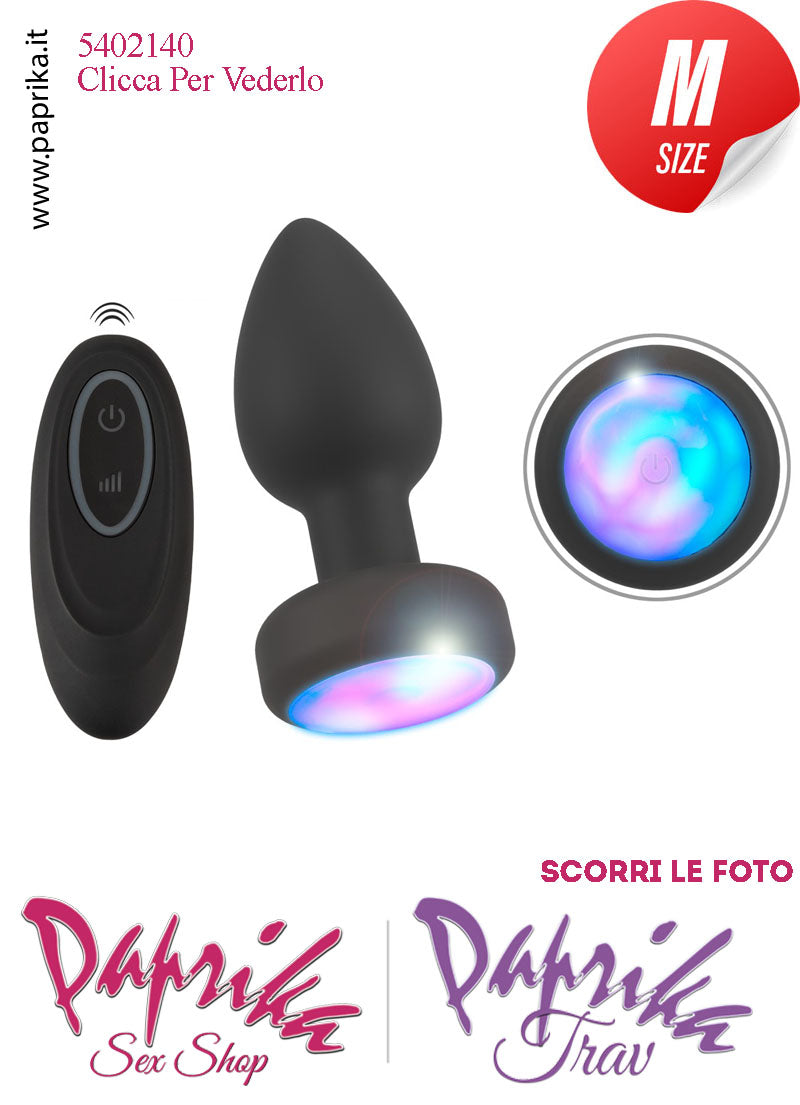 Plug Anale Telecomando Vibrante Luci Led Intermittenti 7 cm Ø 34 Silicone