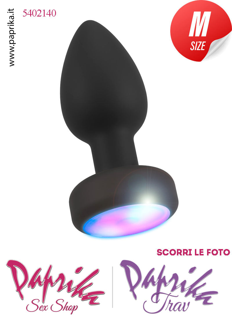 Plug Anale Telecomando Vibrante Luci Led Intermittenti 7 cm Ø 34 Silicone