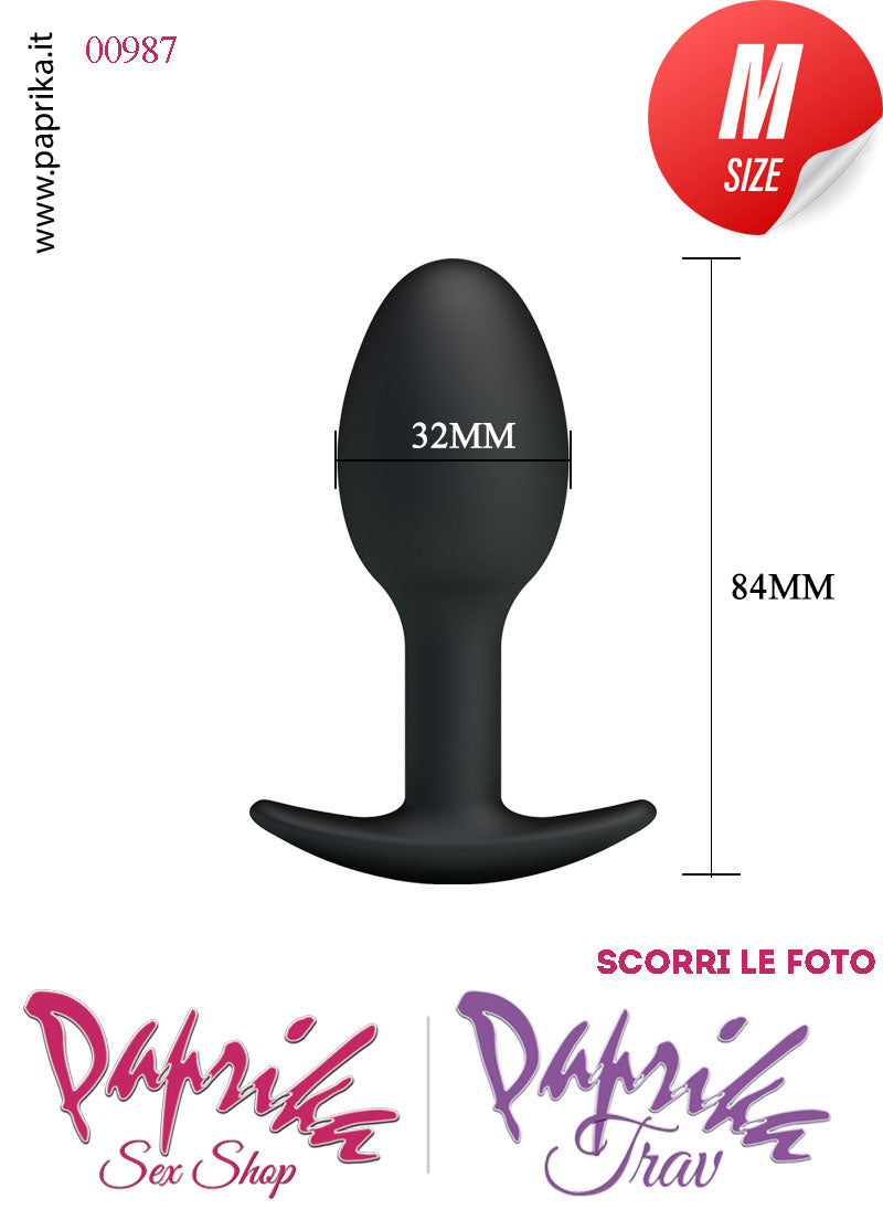 Plug Anale Small Silicone Movimento Sfera Interna 9 cm Ø 32 Base Curva