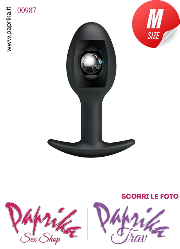 Plug Anale Small Silicone Movimento Sfera Interna 9 cm Ø 32 Base Curva