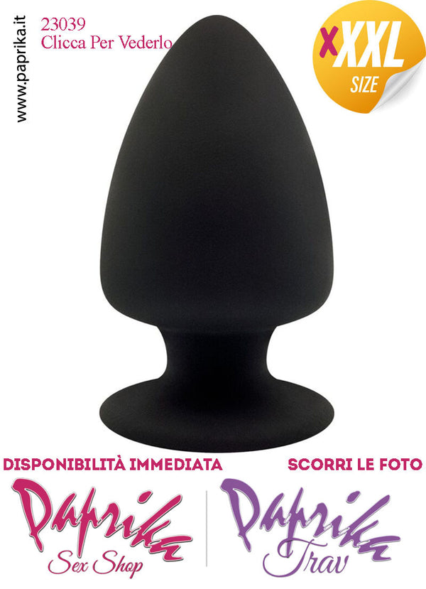 Plug Anale Unisex XXXL 14 cm Ø 75 Silicone Nero Termoreattivo Non Vibrante