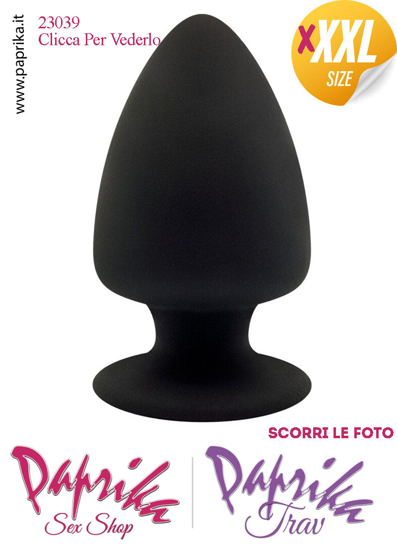 Plug Anale Unisex XXXL 14 cm Ø 75 Silicone Nero Termoreattivo Non Vibrante