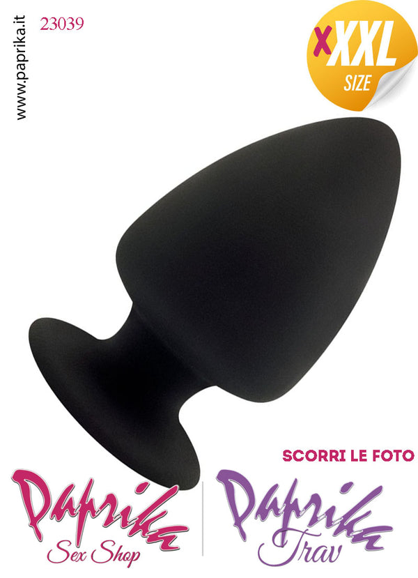 Plug Anale Unisex XXXL 14 cm Ø 75 Silicone Nero Termoreattivo Non Vibrante