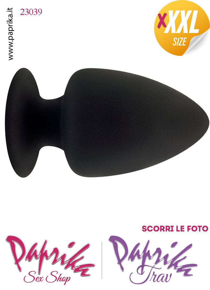 Plug Anale Unisex XXXL 14 cm Ø 75 Silicone Nero Termoreattivo Non Vibrante