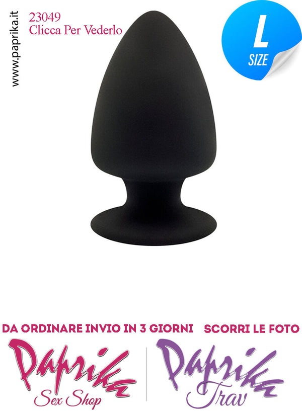 Plug Anale Unisex Large 8 cm Ø 45 Silicone Nero Termoreattivo Non Vibrante