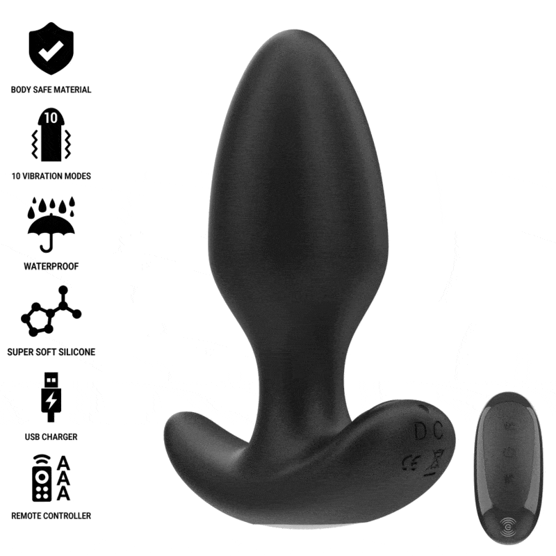 Plug Anale Telecomandato Vibrante Base Curva 10 cm Ø 36 Silicone