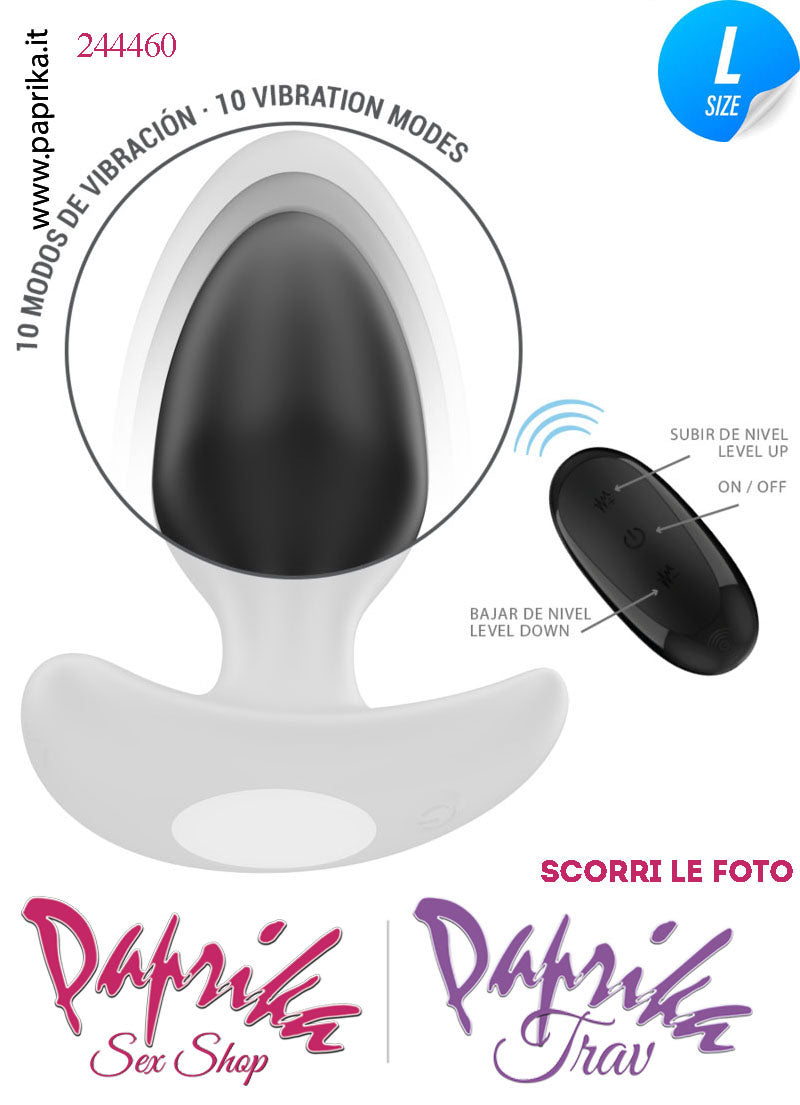 Plug Anale Telecomandato Vibrante Base Curva 10 cm Ø 36 Silicone