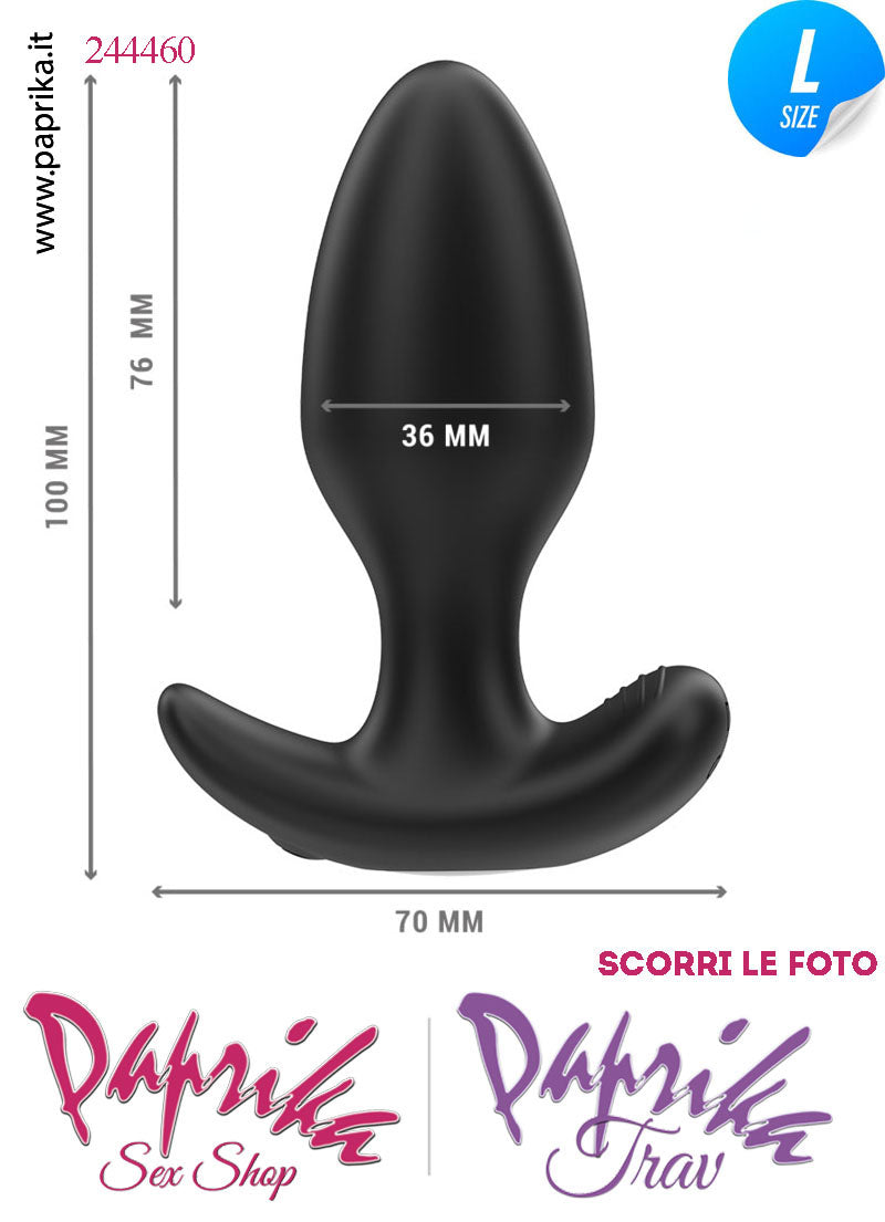 Plug Anale Telecomandato Vibrante Base Curva 10 cm Ø 36 Silicone