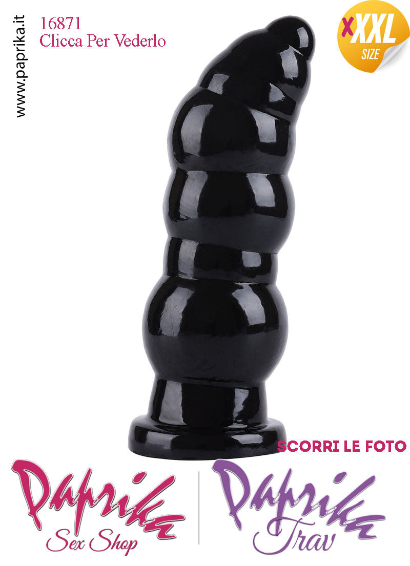 Plug Anale Scalinato Piegato XXXL Ø 30-75 mm 25 cm Pvc Non Vibrante Ventosa