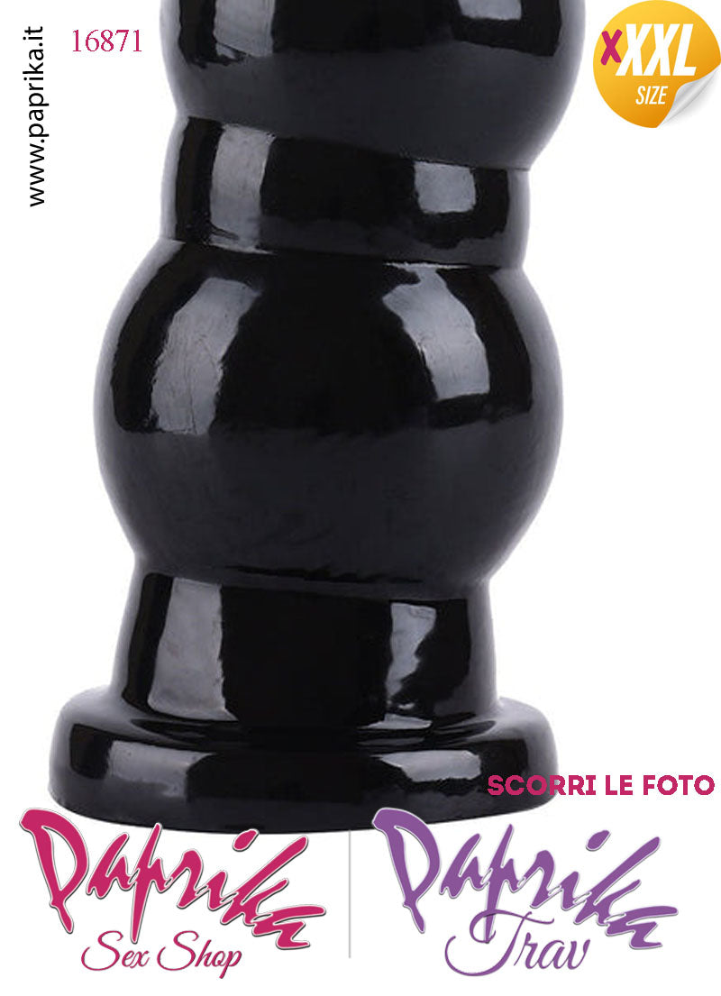 Plug Anale Scalinato Piegato XXXL Ø 30-75 mm 25 cm Pvc Non Vibrante Ventosa