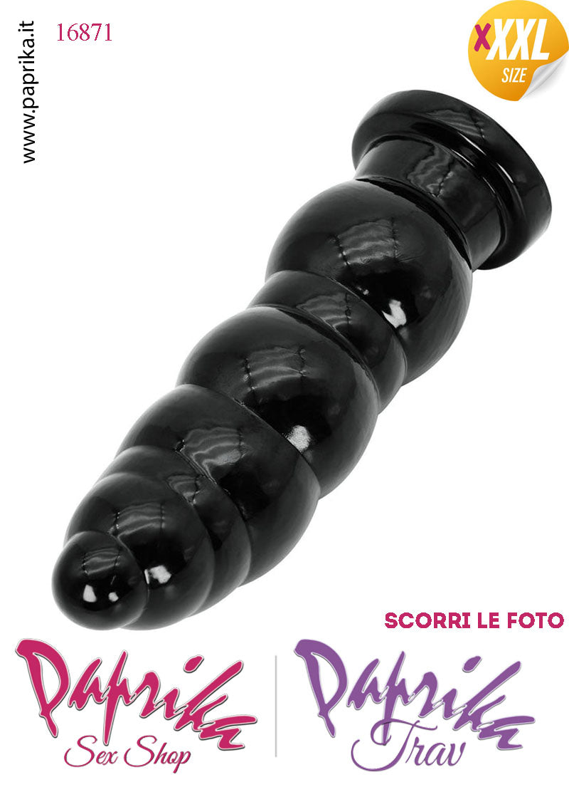 Plug Anale Scalinato Piegato XXXL Ø 30-75 mm 25 cm Pvc Non Vibrante Ventosa