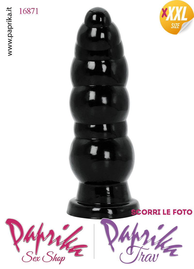 Plug Anale Scalinato Piegato XXXL Ø 30-75 mm 25 cm Pvc Non Vibrante Ventosa