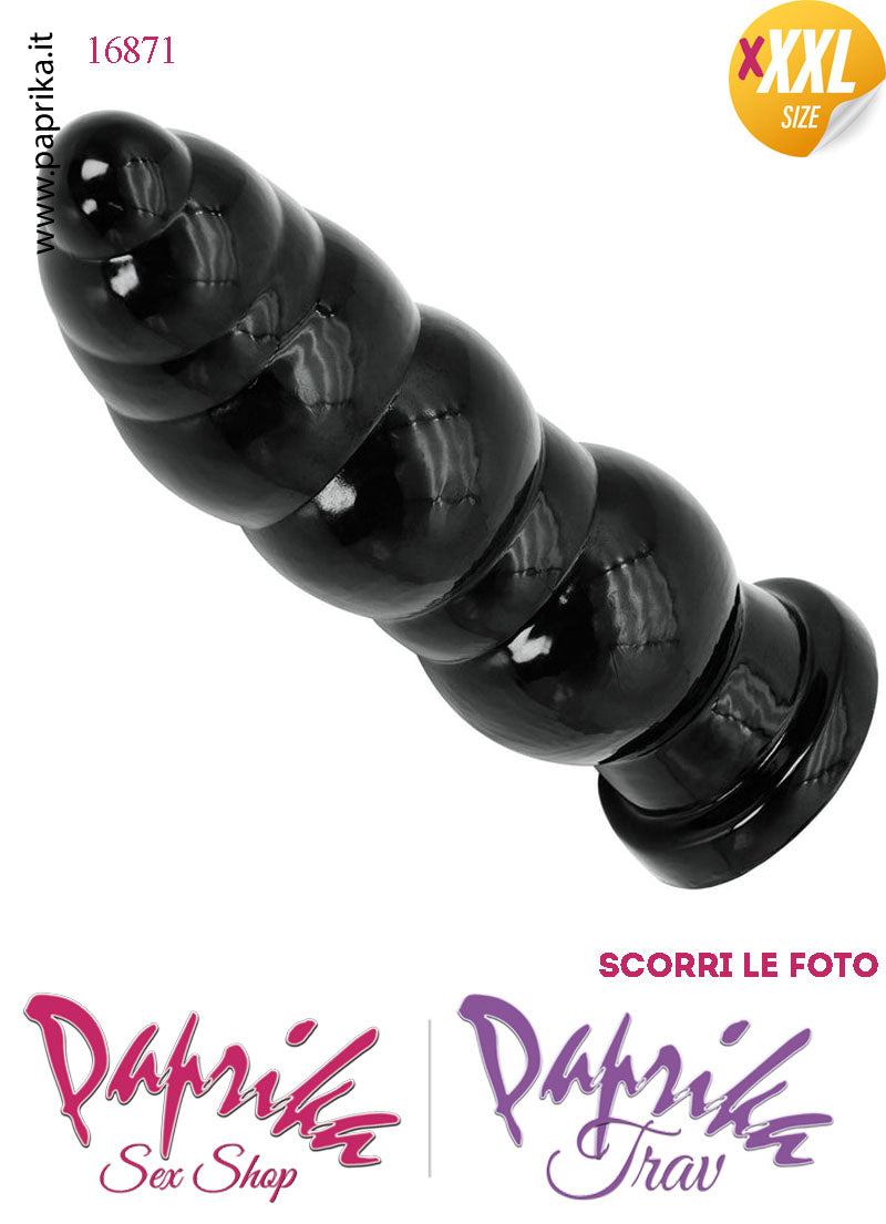 Plug Anale Scalinato Piegato XXXL Ø 30-75 mm 25 cm Pvc Non Vibrante Ventosa