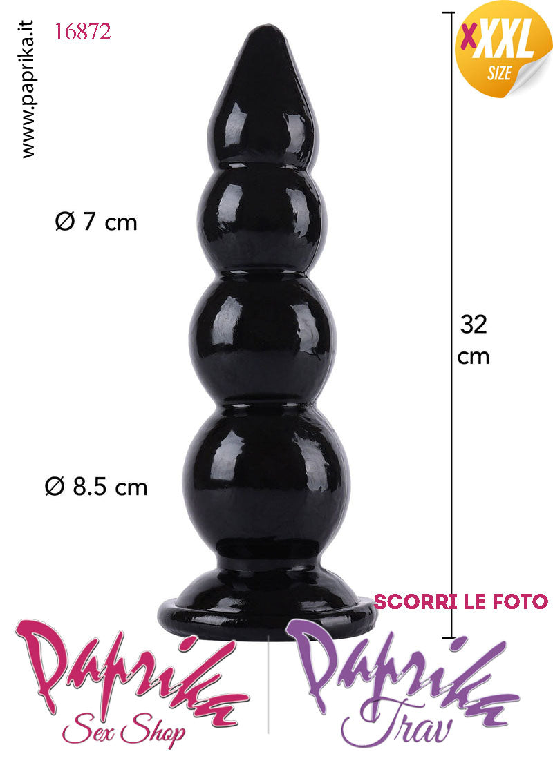 Plug Anale Scalinato XXXL Ø 50-85 mm 32 cm Pvc Non Vibrante Ventosa