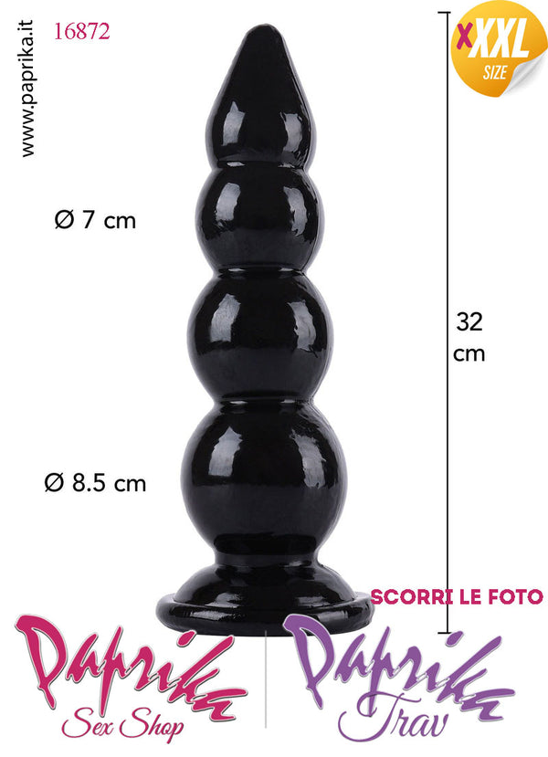 Plug Anale Scalinato XXXL Ø 50-85 mm 32 cm Pvc Non Vibrante Ventosa