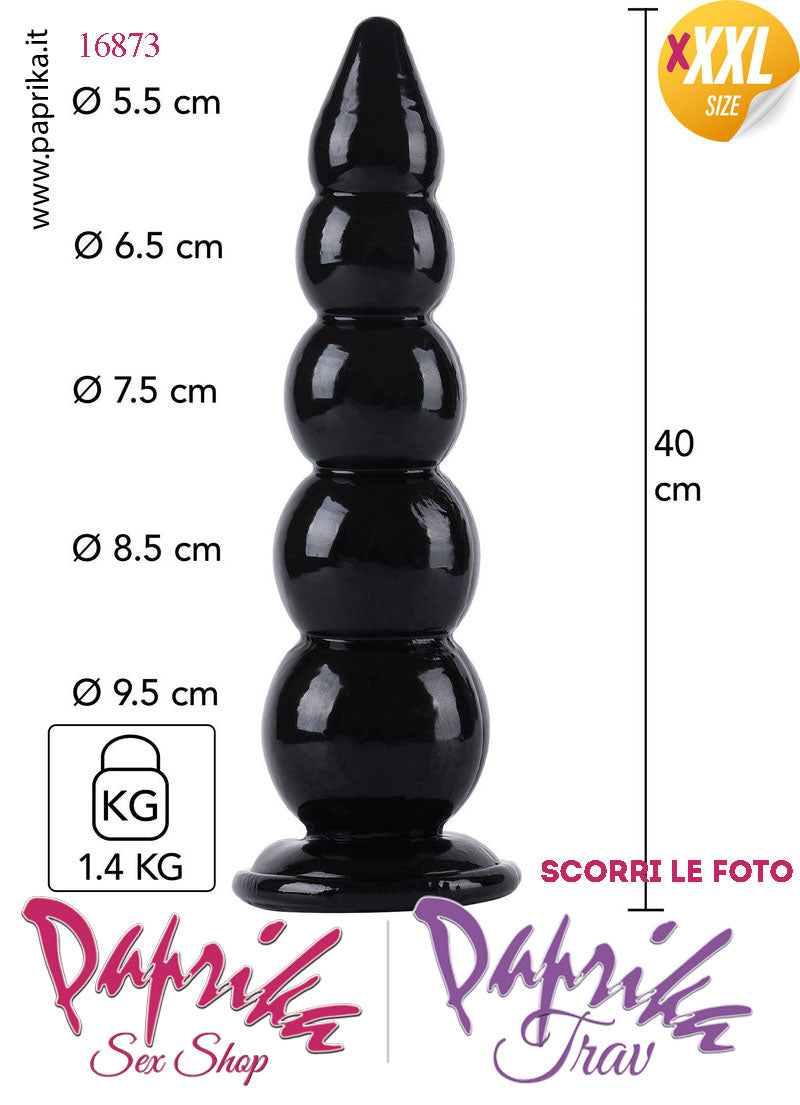 Plug Anale Scalinato XXXL Ø 55-95 mm 40 cm Pvc Non Vibrante Ventosa