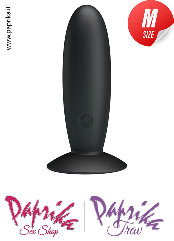 Plug Anale Silicone 10 cm Ø 33 Ventosa Vibrante 12 Velocità