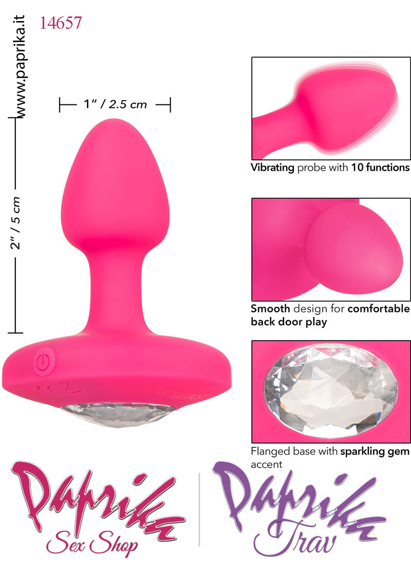 Plug Anale Small Vibrante Silicone Gioiello 10 Velocità 7 cm Ø 25