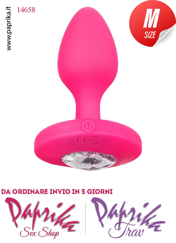 Plug Anale Medium Vibrante Silicone Gioiello 10 Velocità 10 cm Ø 32